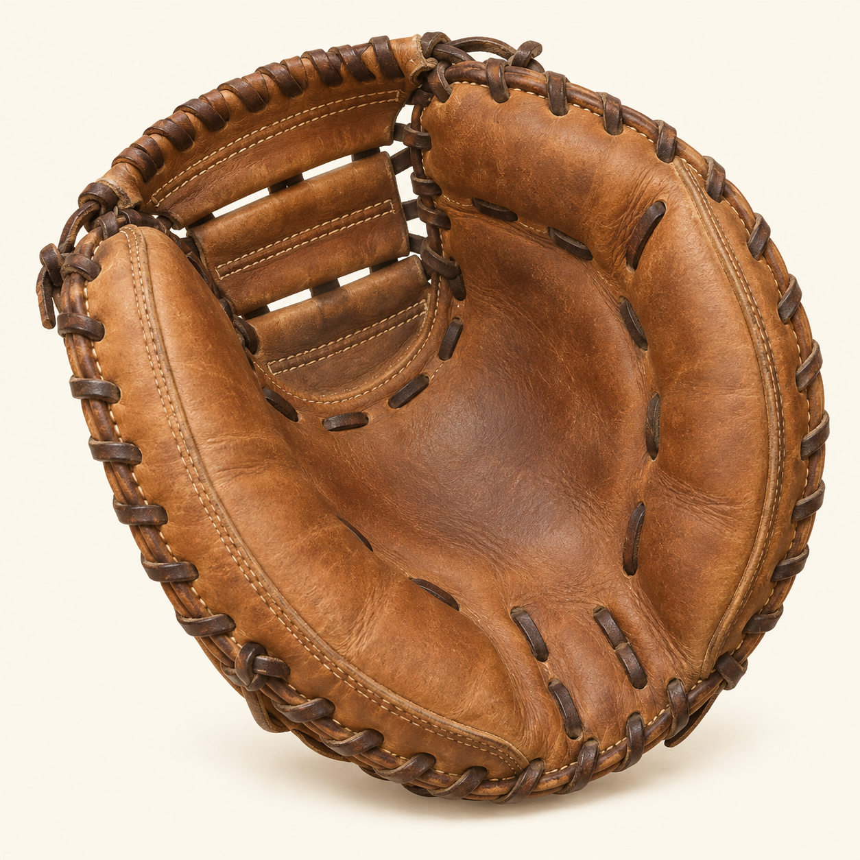 Generated catcher’s mitt illustration with a visible leather pocket and lacing.